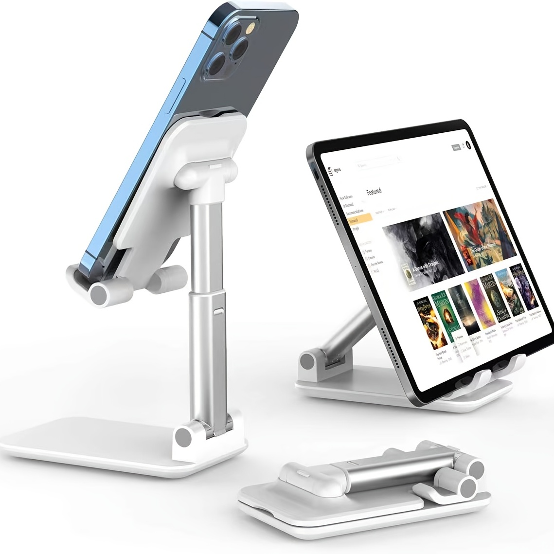 Foldable Mobile Phone Tablet Stand Holder, Angle Height Adjustable For Apple Android Smartphone E-Reader Tablet