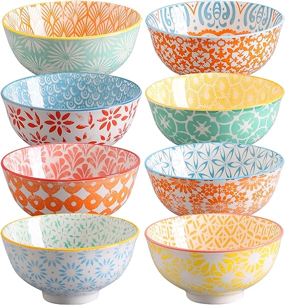 Ceramic Bowls, 10 Oz Small Bowls, Set of 8 Ice Cream Bowls, Dessert Bowls, Cereal Bowls for Salsa, Rice, Sauce, Side Dishes, Snack, Condiment, 4.75 Inch-Microwave Dishwasher Safe