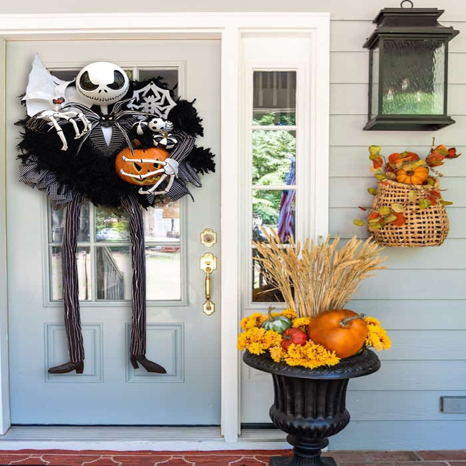 120cm Halloween Christmas Wreath For Front Door Windows Large Black Horror