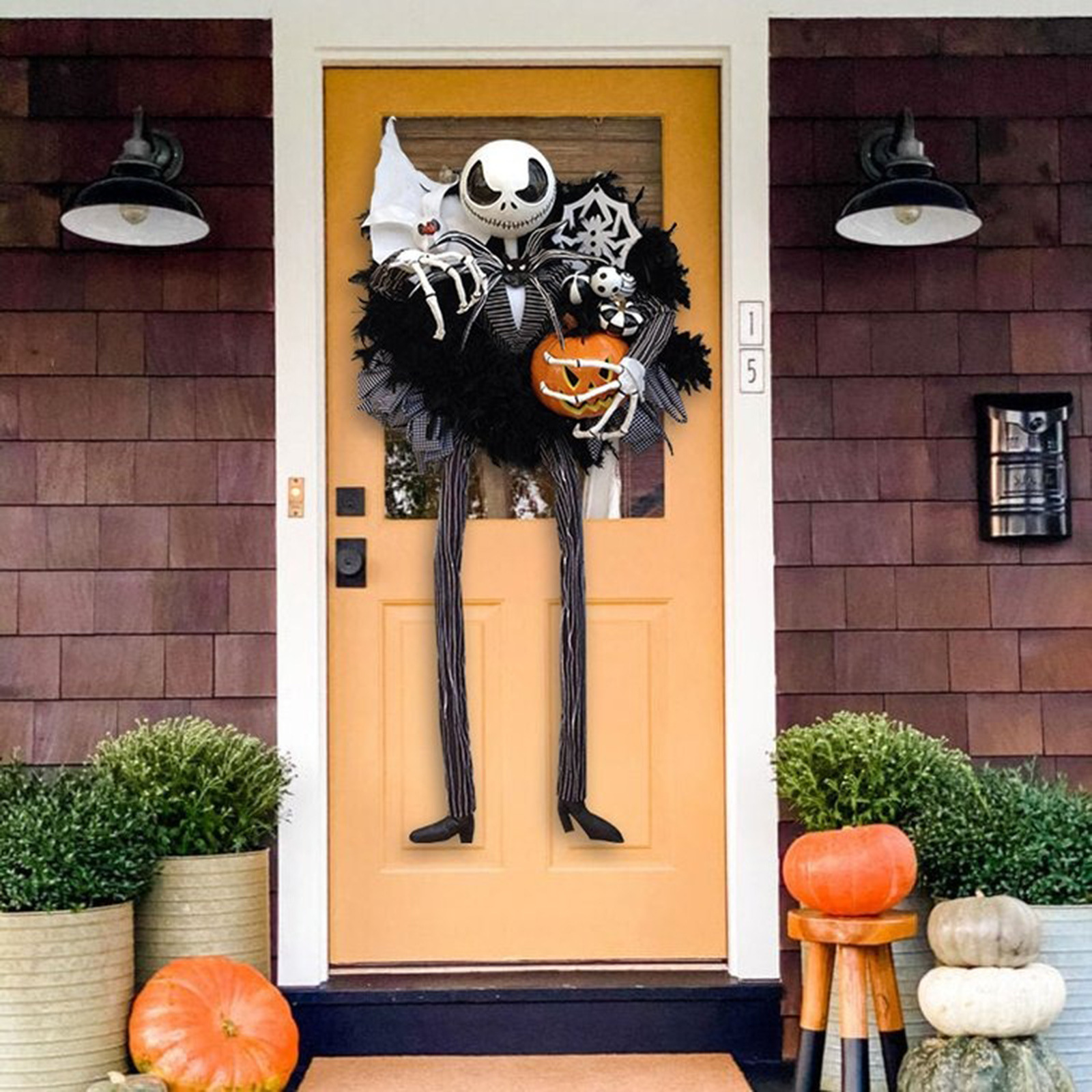120cm Halloween Christmas Wreath For Front Door Windows Large Black Horror