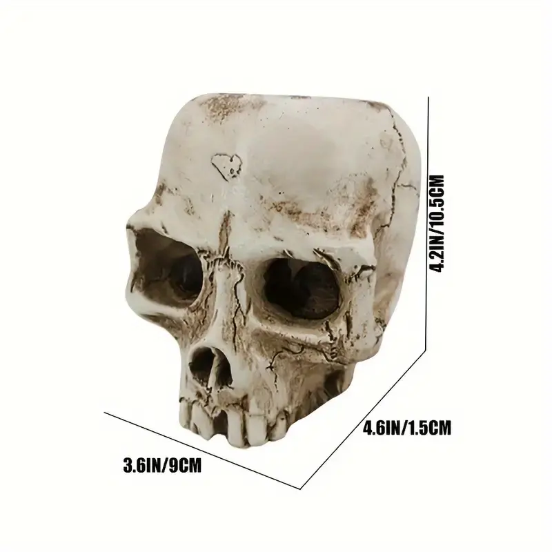 💀Resin Skull Planter, Halloween Decoration Gothic  Head Flower  Pot Carved，1 set🎃