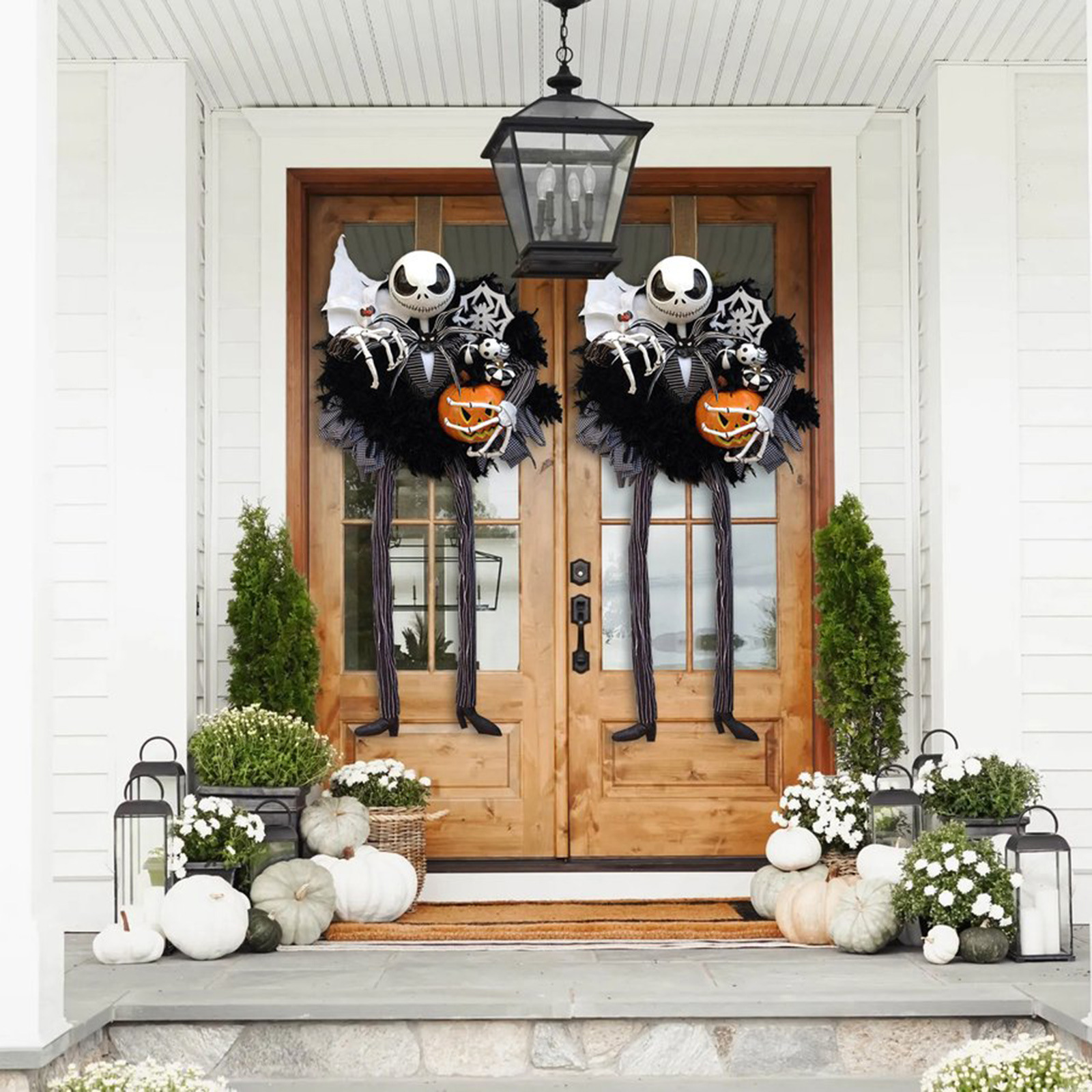 120cm Halloween Christmas Wreath For Front Door Windows Large Black Horror
