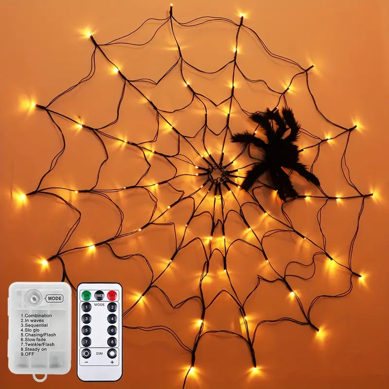  Halloween Spider🕷️ Web Lights💡