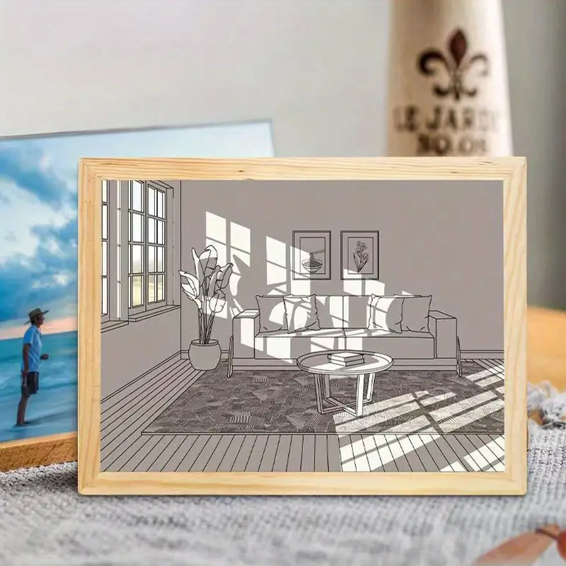 Luminous Painting Decoration The Art of LED Glowing Photo Frame,3 Color Lighting Acrylic Desktop  