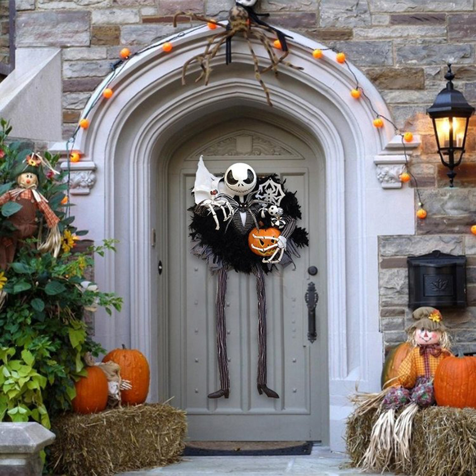 120cm Halloween Christmas Wreath For Front Door Windows Large Black Horror