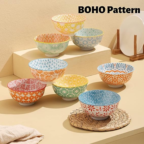 Ceramic Bowls, 10 Oz Small Bowls, Set of 8 Ice Cream Bowls, Dessert Bowls, Cereal Bowls for Salsa, Rice, Sauce, Side Dishes, Snack, Condiment, 4.75 Inch-Microwave Dishwasher Safe