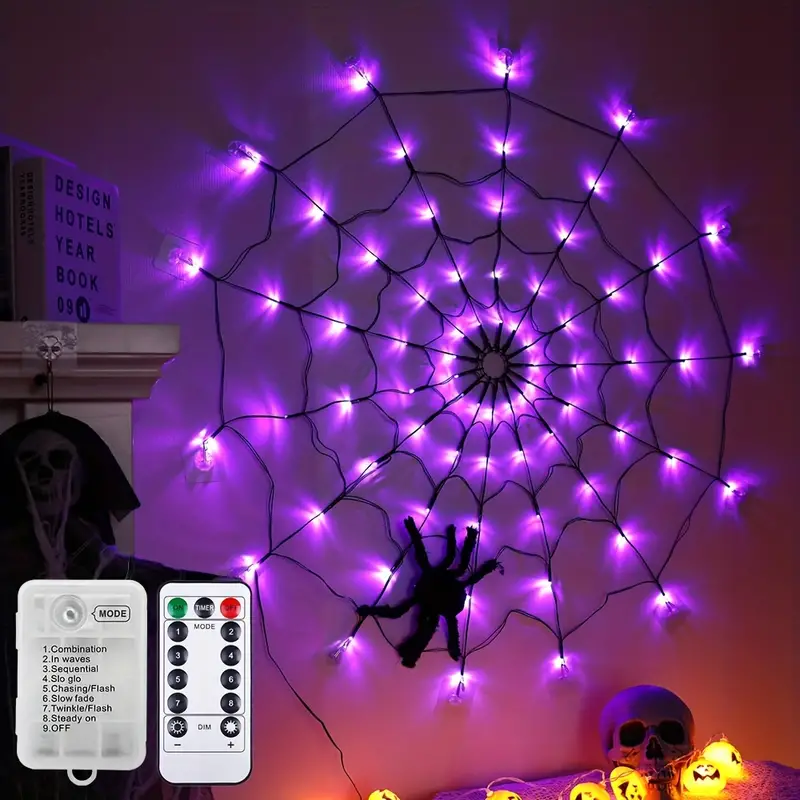  Halloween Spider🕷️ Web Lights💡