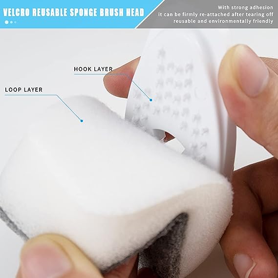 Dish Cleaning Brush, Soap Dispensing Dish Brush Set with 4 Replacement Heads and Storage Holder, Kitchen Scrub Brush for Dish Pot Pan Sink Cleaning (Grey)