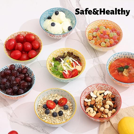 Ceramic Bowls, 10 Oz Small Bowls, Set of 8 Ice Cream Bowls, Dessert Bowls, Cereal Bowls for Salsa, Rice, Sauce, Side Dishes, Snack, Condiment, 4.75 Inch-Microwave Dishwasher Safe