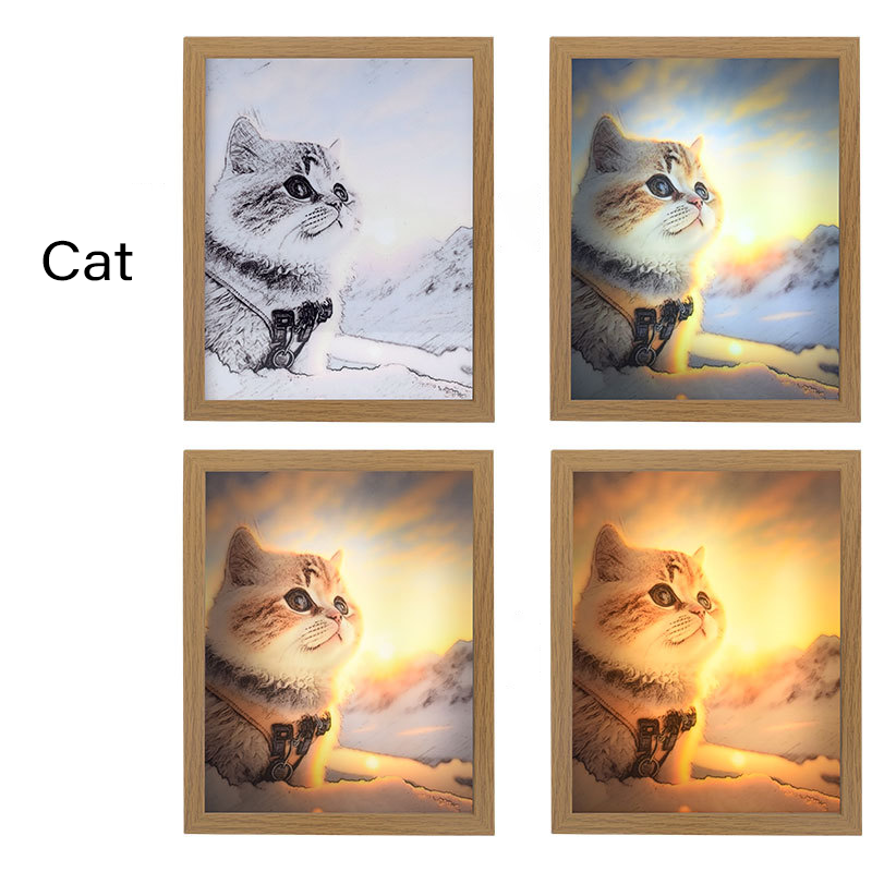 Luminous Painting Decoration The Art of LED Glowing Photo Frame,3 Color Lighting Acrylic Desktop  