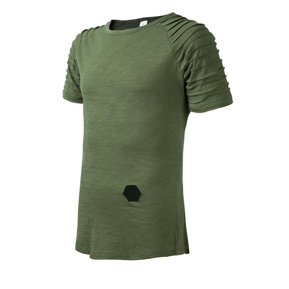 Striped Pleated Fitness Sports Short Sleeve