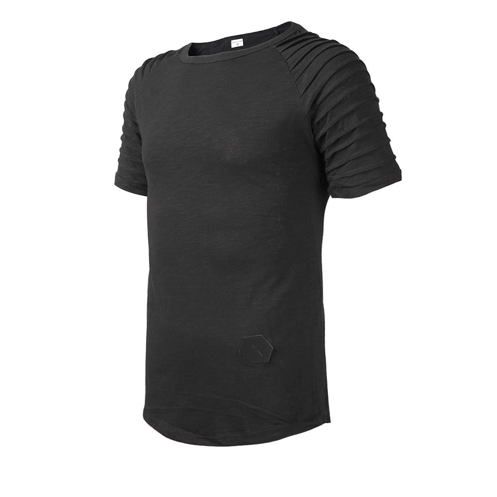 Striped Pleated Fitness Sports Short Sleeve