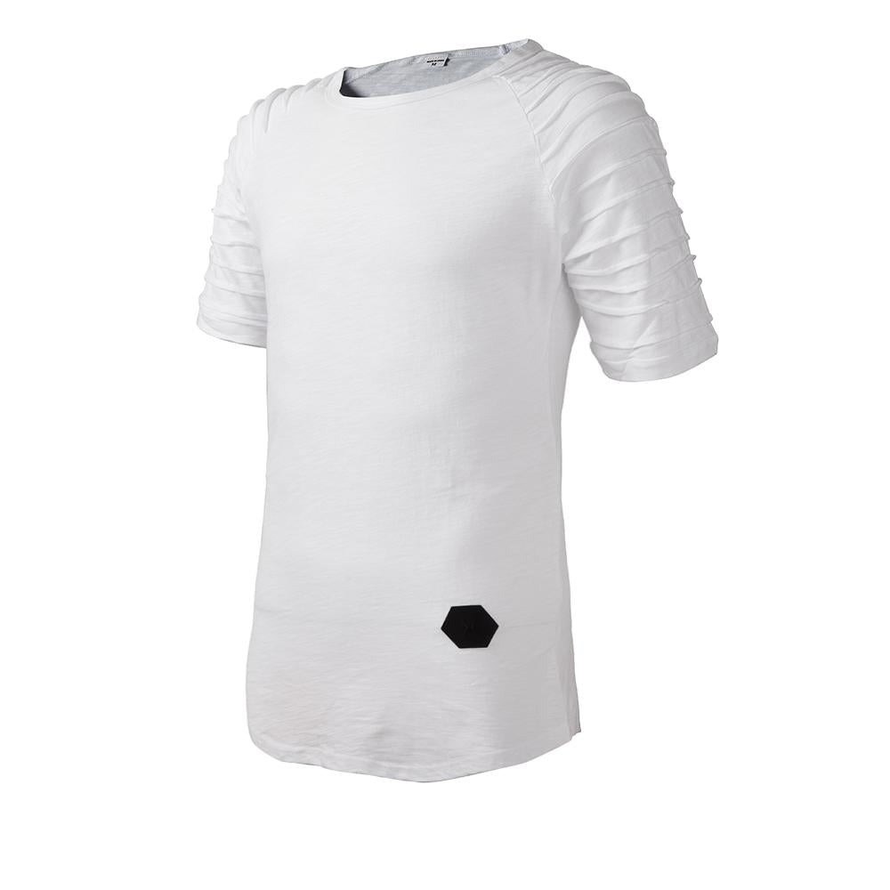 Striped Pleated Fitness Sports Short Sleeve