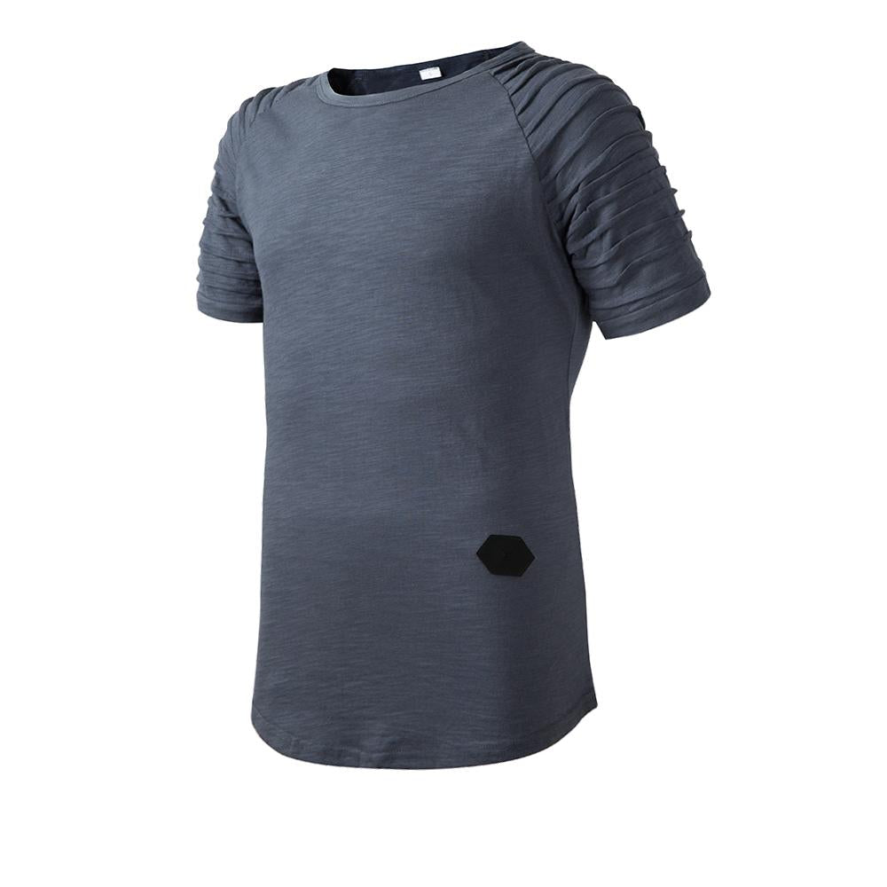 Striped Pleated Fitness Sports Short Sleeve