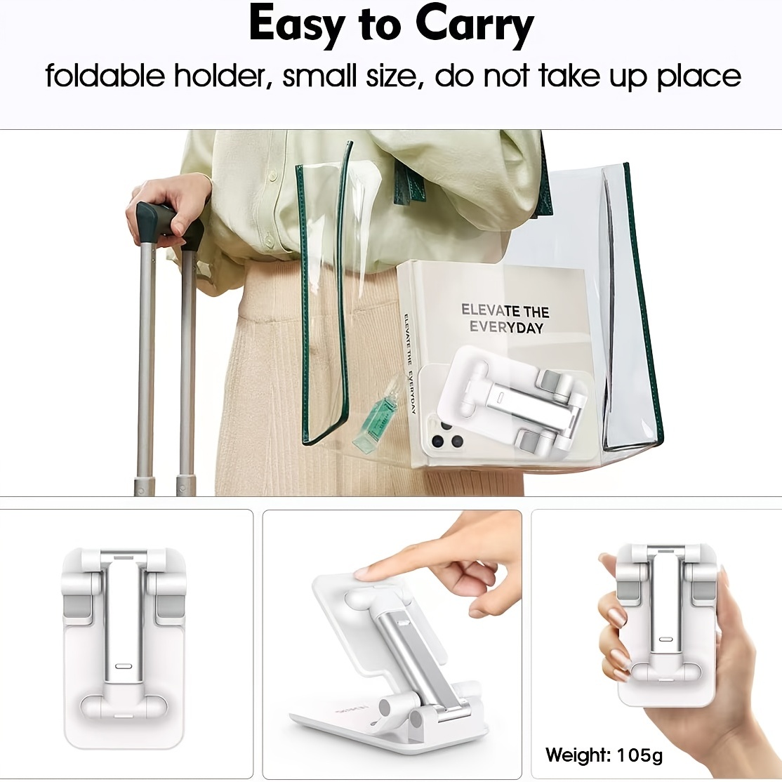Foldable Mobile Phone Tablet Stand Holder, Angle Height Adjustable For Apple Android Smartphone E-Reader Tablet