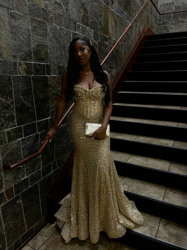 Sweetheart Sequins Corset Beaded Long Mermaid Prom Dresses