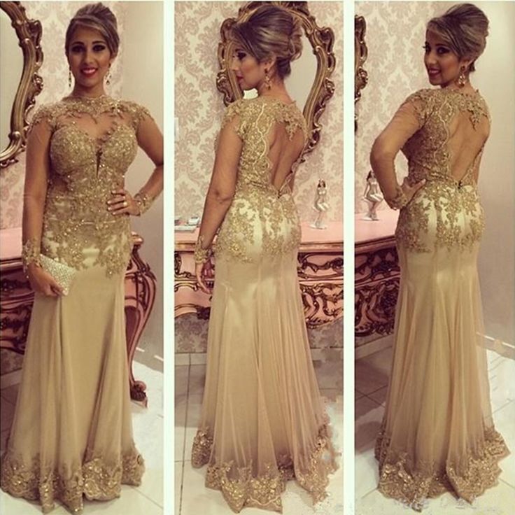 Delicate Lace Appliques Mermaid Long Sleeve Evening Gown-newarrivaldress