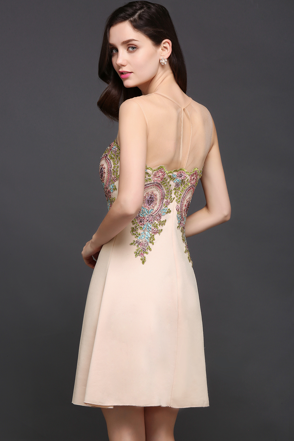AYLIN | A-line Scoop Chiffon Short Homecoming Dress With Appliques-newarrivaldress