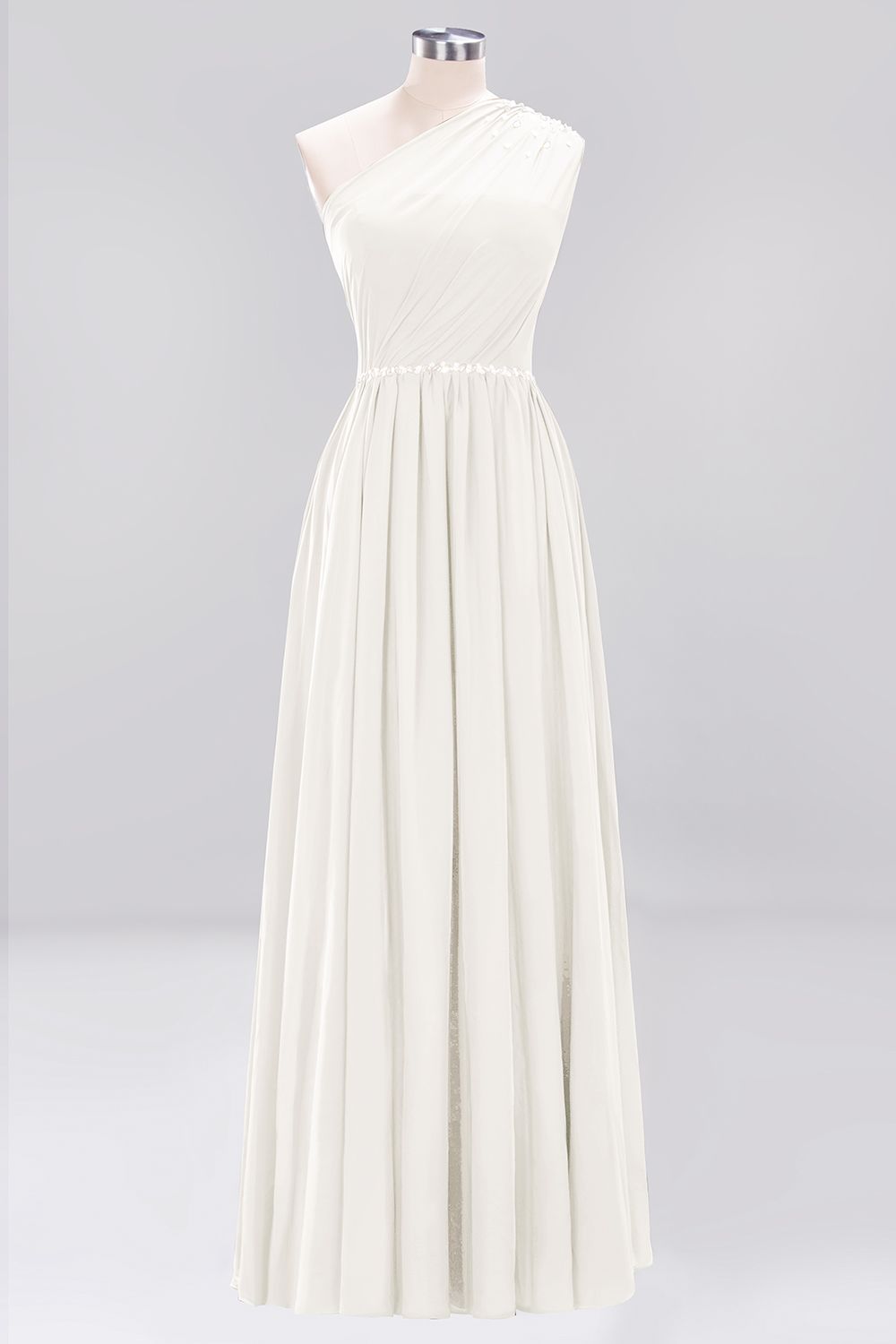Elegant A-Line Burgundy Chiffon One-Shoulder Sleeveless Ruffles Floor-Length Bridesmaid Dresses with Beadings-newarrivaldress