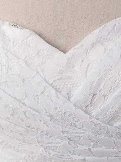 Mermaid Wedding Dress White Lace Fit And Flare Bridal Dress Sweetheart Strapless Train Fishtail Bridal Gown With Detachable Rhinestone Sash-newarrivaldress