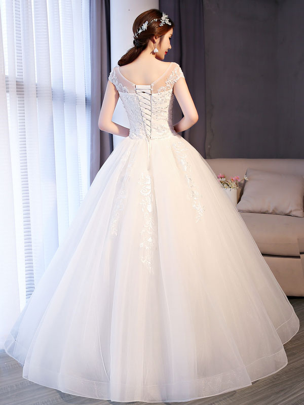 Princess Wedding Dresses Lace Beaded Ball Gowns Sleeveless Floor Length Bridal Dress-newarrivaldress