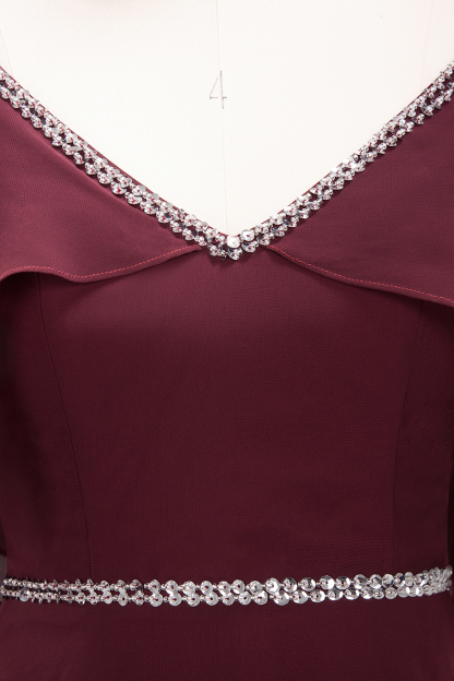 elegant A-line Chiffon V-Neck Spaghetti Straps Sleeveless Floor-Length Bridesmaid Dresses with Beading Sash-newarrivaldress