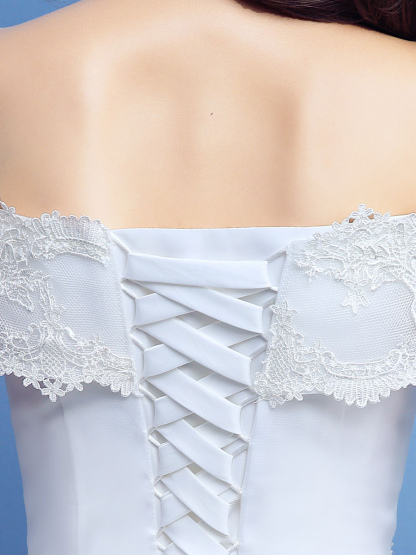 Ball Gown Wedding Dress Princess Silhouette Floor-Length Bateau Neck Short Sleeves Applique Tulle Bridal Gowns-newarrivaldress