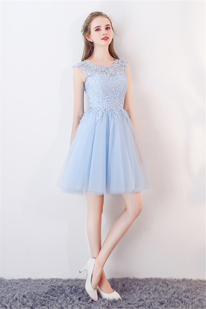 MARCIA | A-line Sleeveless Short Appliqued Top Tulle Homecoming Dresses-newarrivaldress