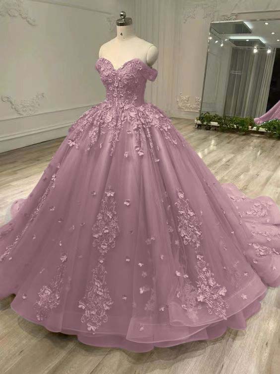 Tulle Sleeveless Off the Shoulder Long Prom Dress With Appliques