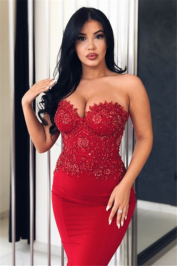 Sexy Red Mermaid Sweetheart Formal Dresses | Beaded Long Formal Gowns BC0265-newarrivaldress