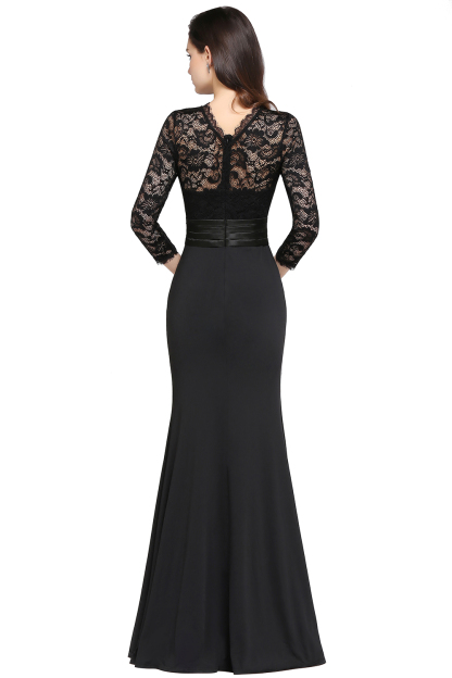 ARIANNA | Sheath High Neck Black Elegant Evening Dresses with Lace-newarrivaldress