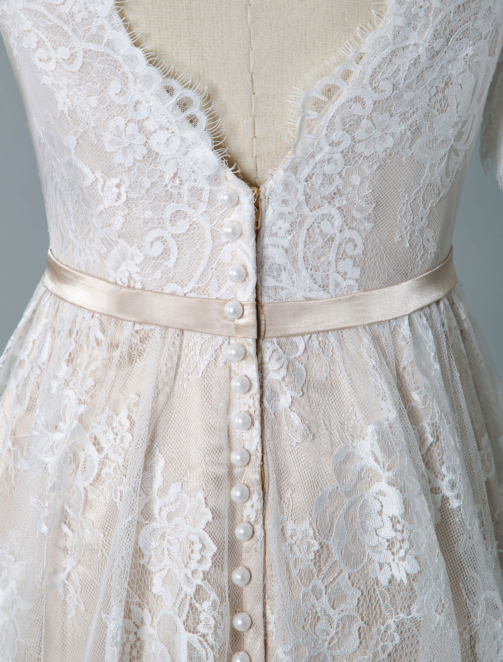 Simple Wedding Dress 2021 V Neck A Line Short Sleeve Deep V Backless Lace Bridal Gowns-newarrivaldress