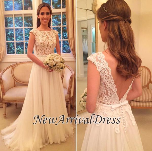 Open Back Elegant Applique Chiffon New Arrival A-line Sleeveless Long Wedding Dresses-newarrivaldress