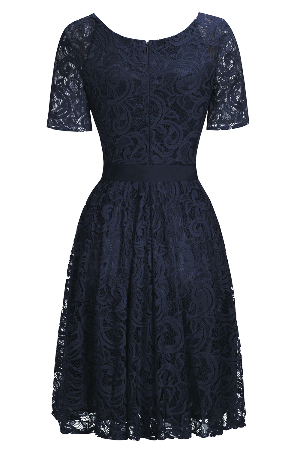 Short Sleeves Seath Red Lace Dresses with Ribbon Bow-newarrivaldress