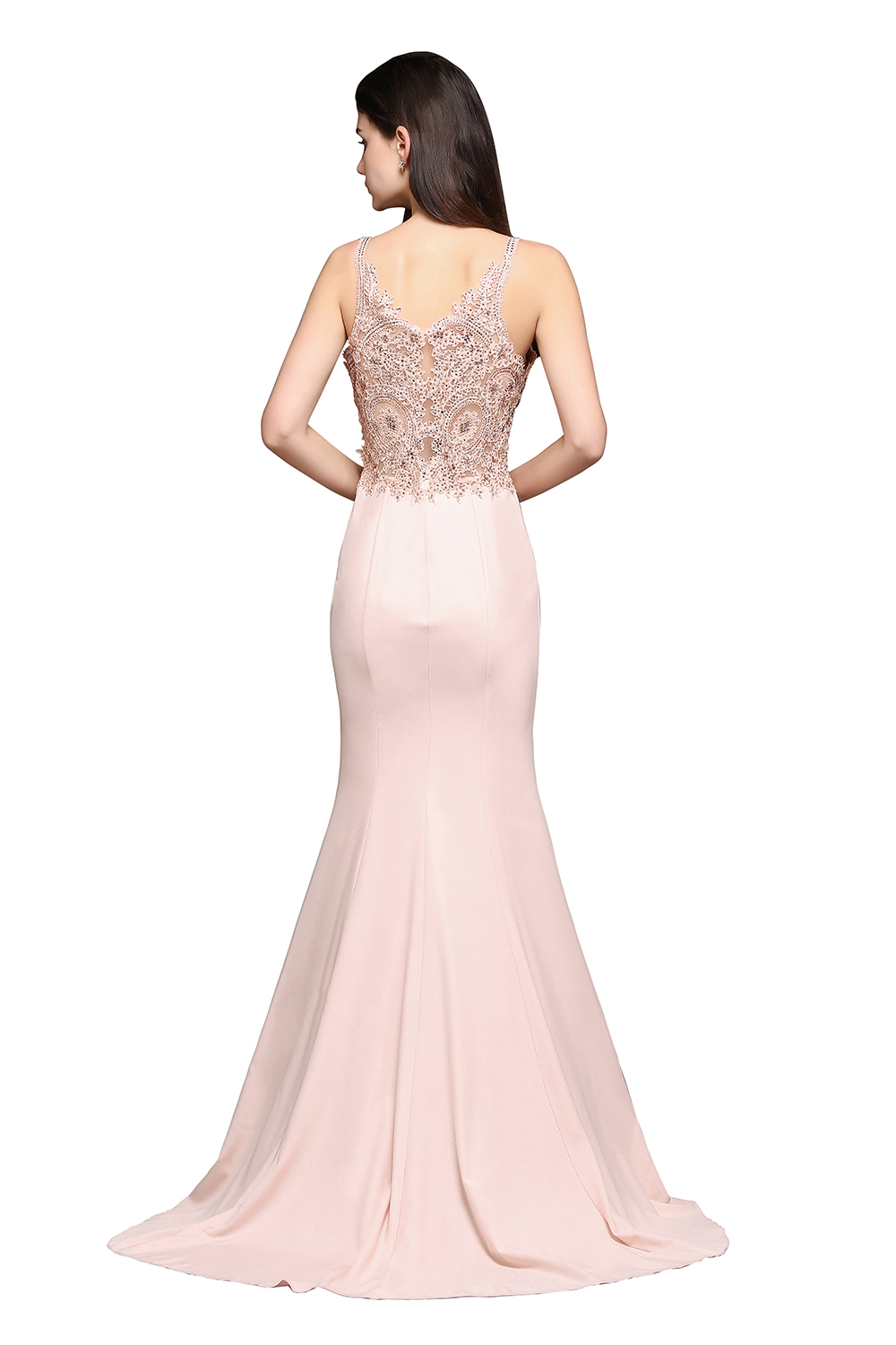 ALLYSON | Mermaid V-Neck Pearl Pink Prom Dresses with Beads-newarrivaldress