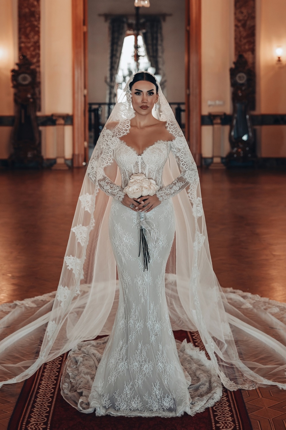 Gorgeous White Lace Mermaid Wedding Gown with Sleeves-newarrivaldress