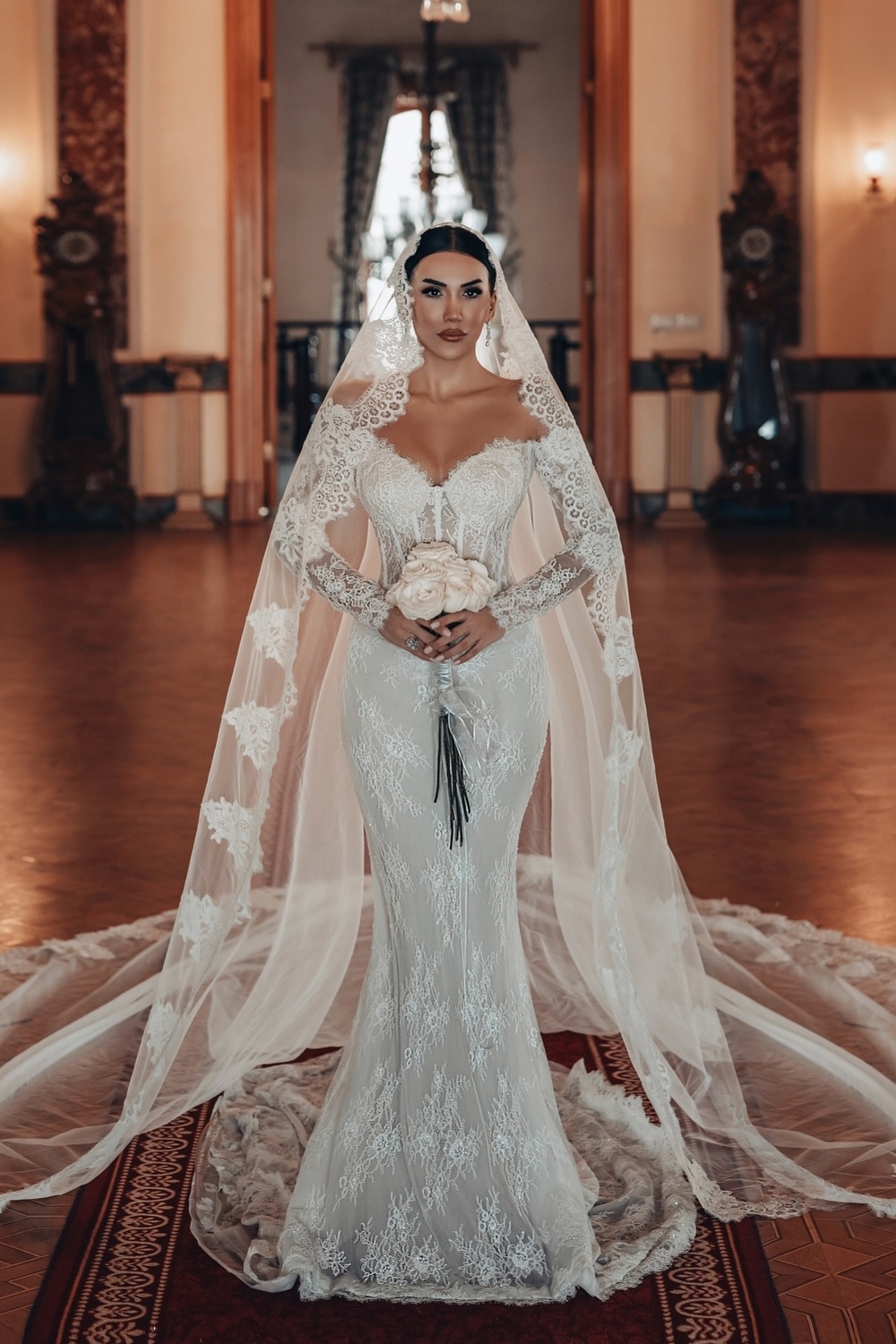 Gorgeous White Lace Mermaid Wedding Gown with Sleeves-newarrivaldress