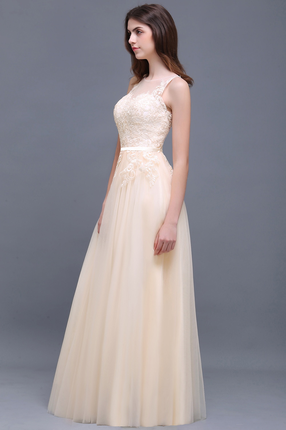 ATHENA | A-line Floor-Length Tulle Prom Dress With Lace-newarrivaldress