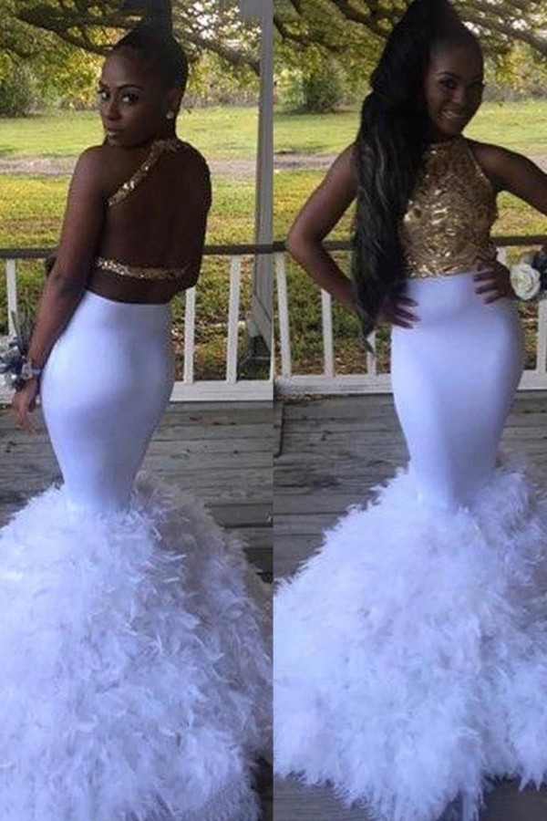 Mermaid Halter Sleeveless Appliques Long Prom Dress-newarrivaldress