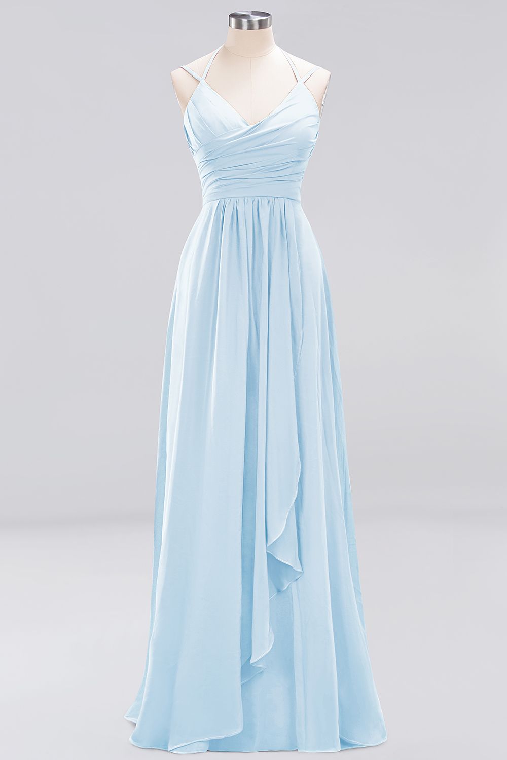 A-line Chiffon Spaghetti Straps Sleeveless Ruffles Floor-Length Bridesmaid Dresses-newarrivaldress