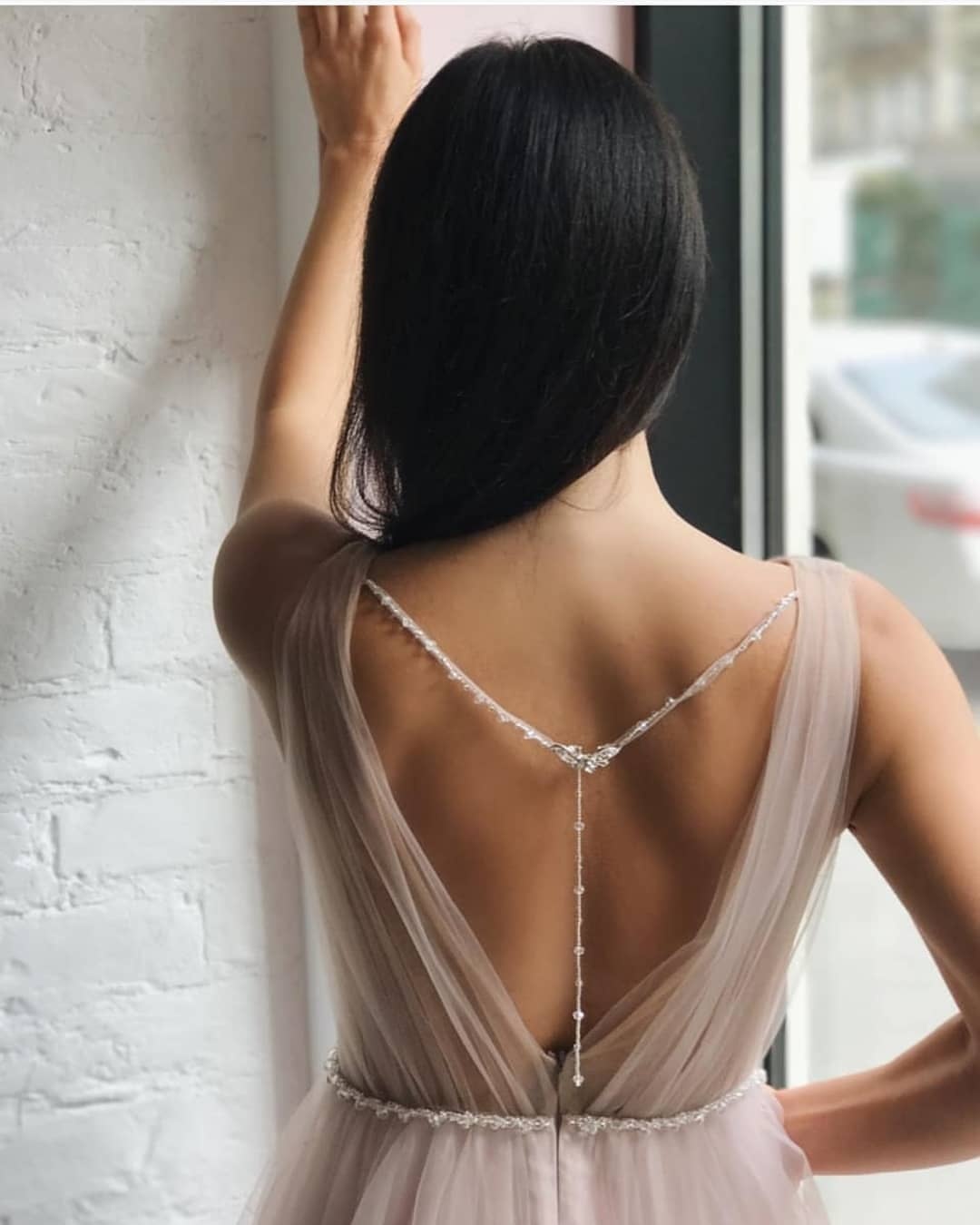 Tulle V-Neck Beading Long Evening Dress-newarrivaldress