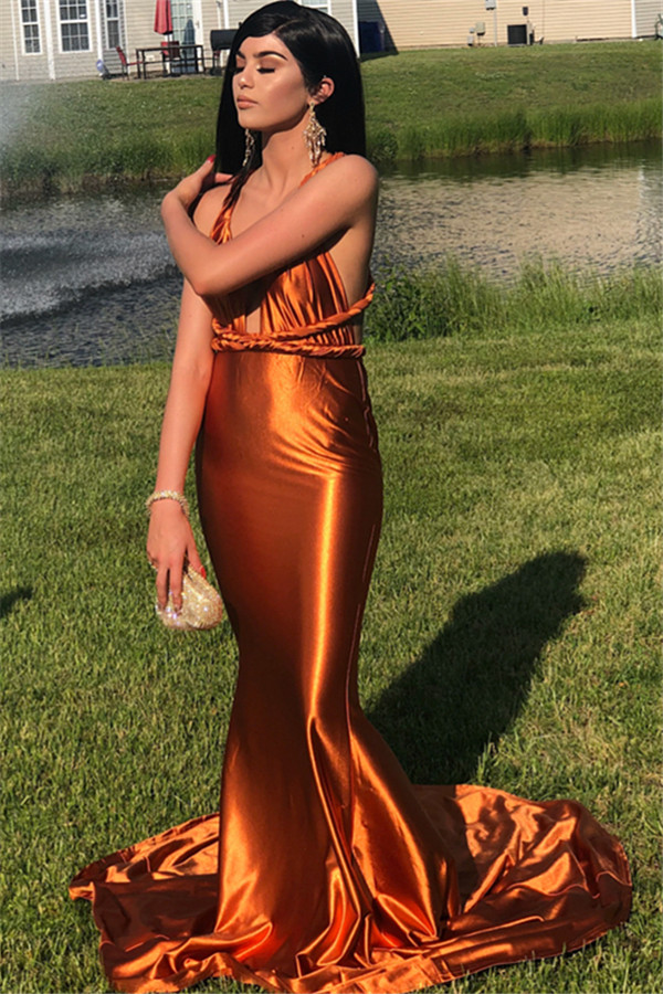 Sexy Mermaid Sleeveless Spaghetti Straps V-neck Prom Dresses-newarrivaldress