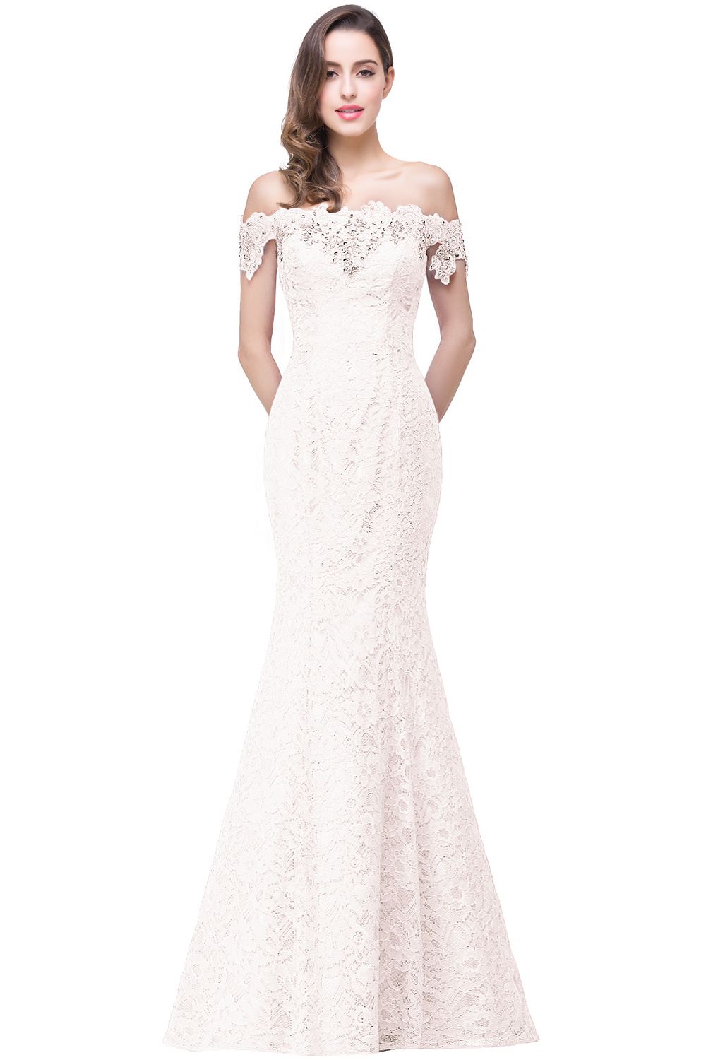 Crystal Beaded Red Mermaid Evening Dresses Off the Shoulder Prom Party Dress