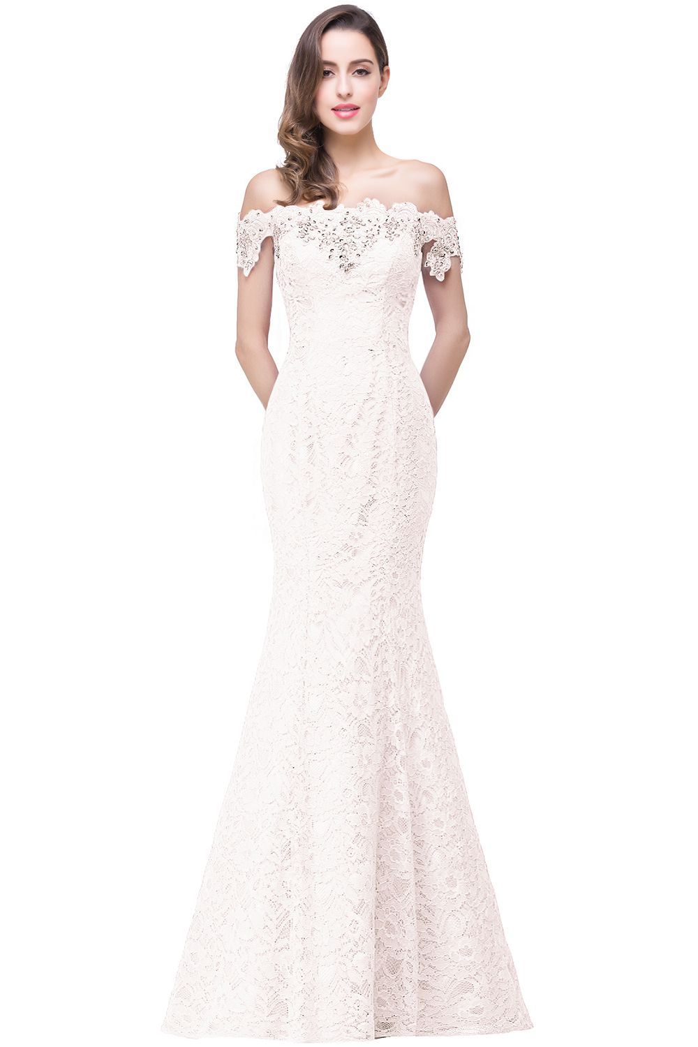 Crystal Beaded Red Mermaid Evening Dresses Off the Shoulder Prom Party Dress