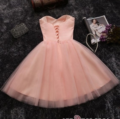 Pink Sweetheart Neck Crystals Custom Made A-line Elegant Sexy Short Homecoming Dresses-newarrivaldress