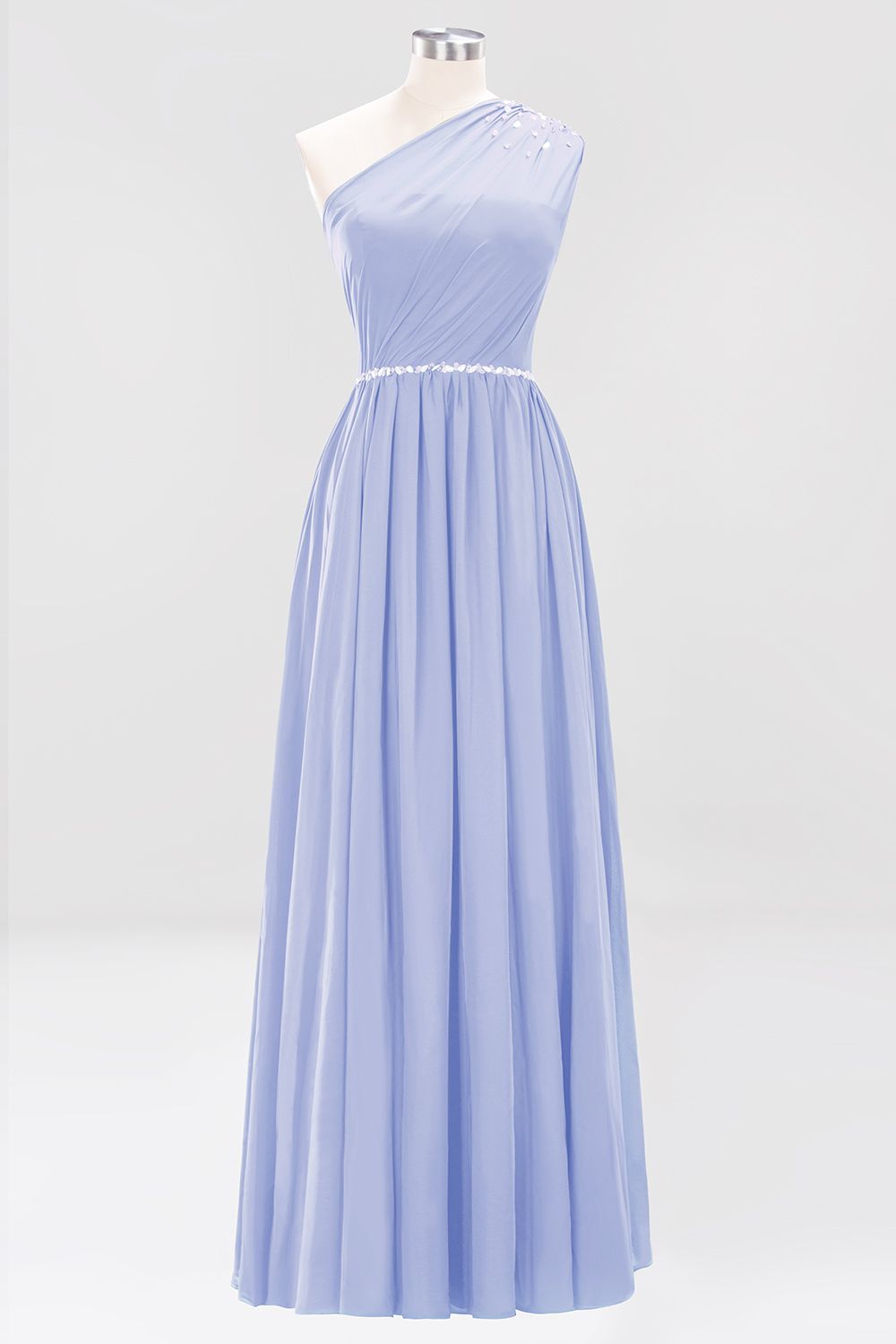Elegant A-Line Burgundy Chiffon One-Shoulder Sleeveless Ruffles Floor-Length Bridesmaid Dresses with Beadings-newarrivaldress