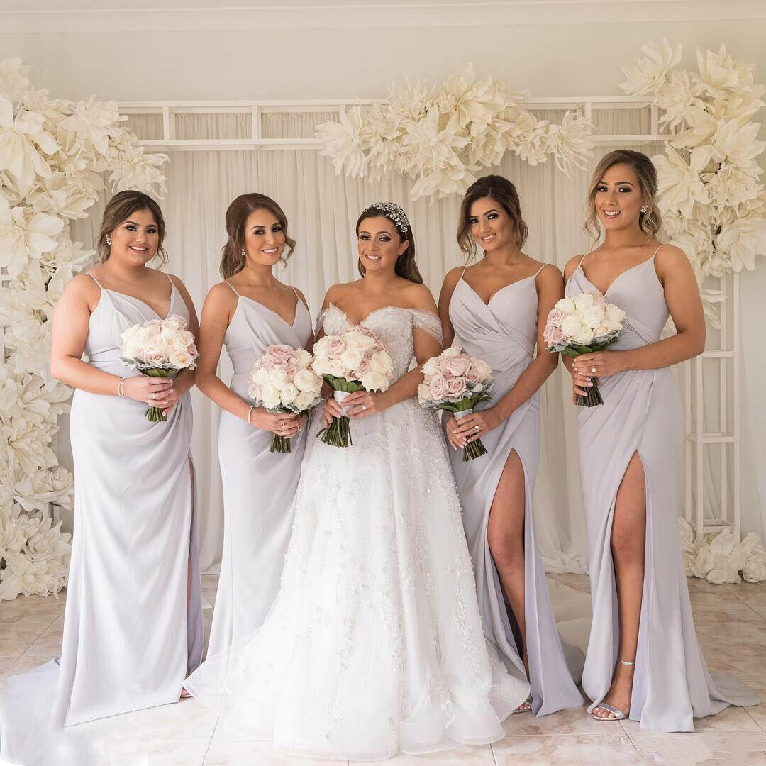 Elegant Spaghetti-Straps Side-Slit Bridesmaid Dresses-newarrivaldress