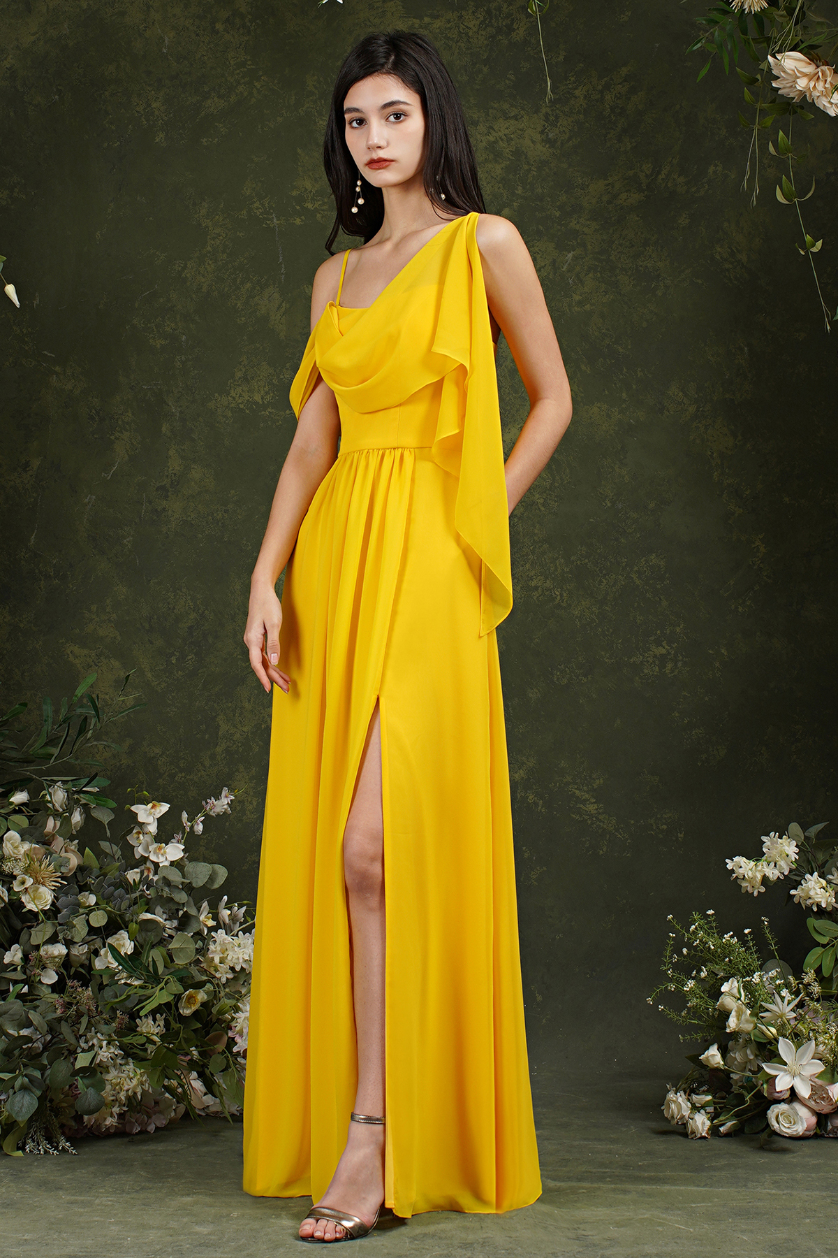 One Shoulder Aline Wedding Guest Dress with Side Split-newarrivaldress