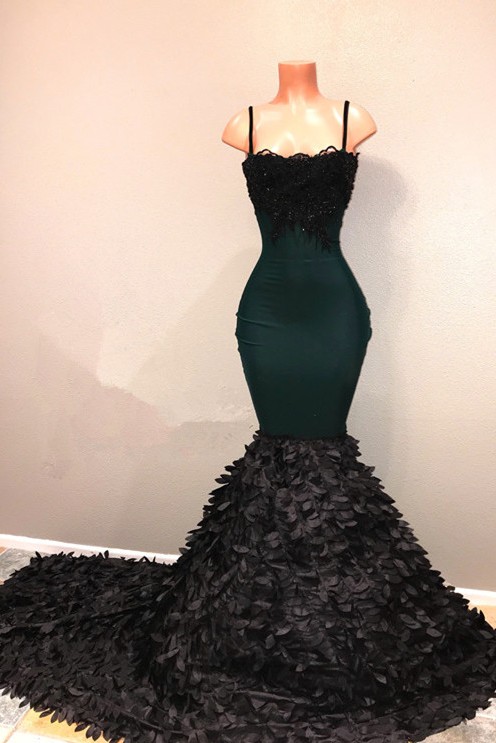 Modest Spaghetti Strap Mermaid Prom Dresses | Ruffles Prom Dresses-newarrivaldress