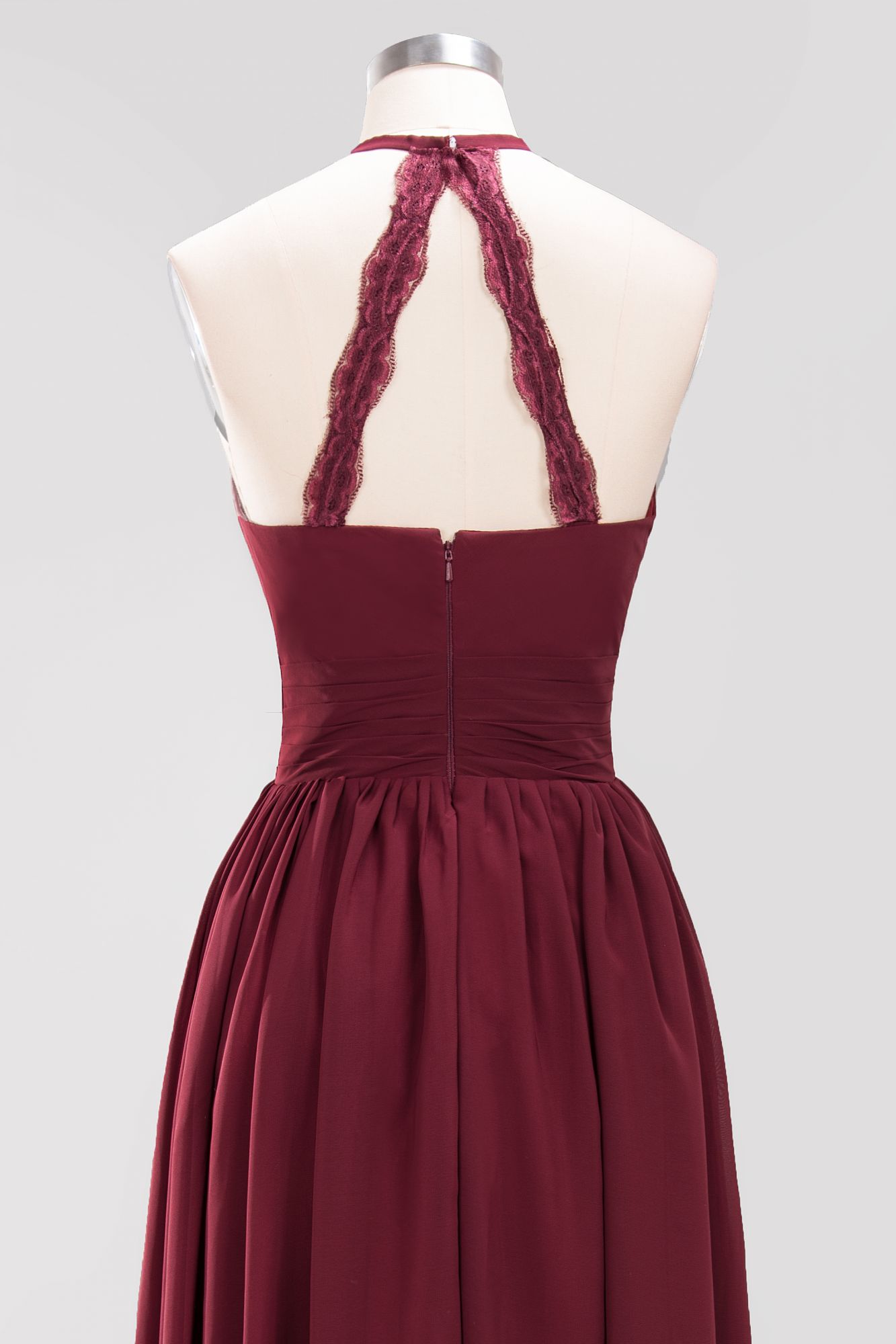 A-line Chiffon Appliques Halter Sleeveless Floor-Length Bridesmaid Dresses with Ruffles-newarrivaldress